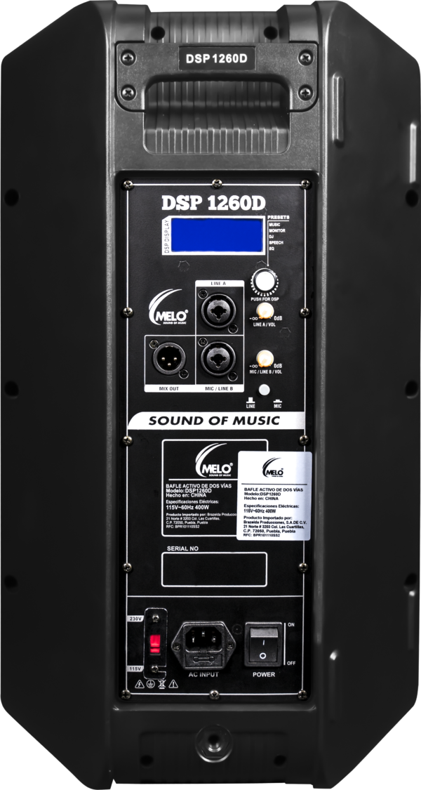 Bafle Melo DSP1260 Activo 12" 600 W Rms 2 vías