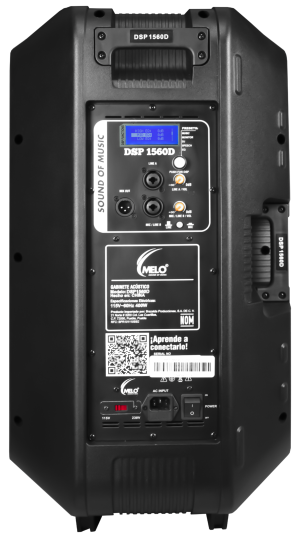 Bafle Melo DSP1560D Activo 15"  600 W Negra 120v