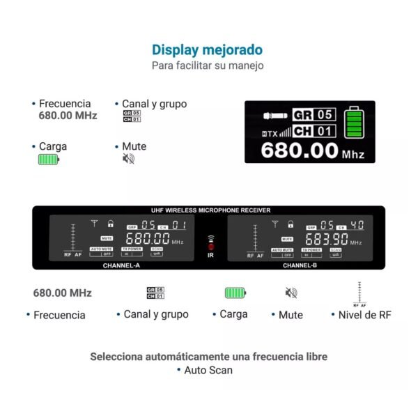 Microfono Inalambrico Krieg Kd-632 Frecuencia 660mhz-690mhz
